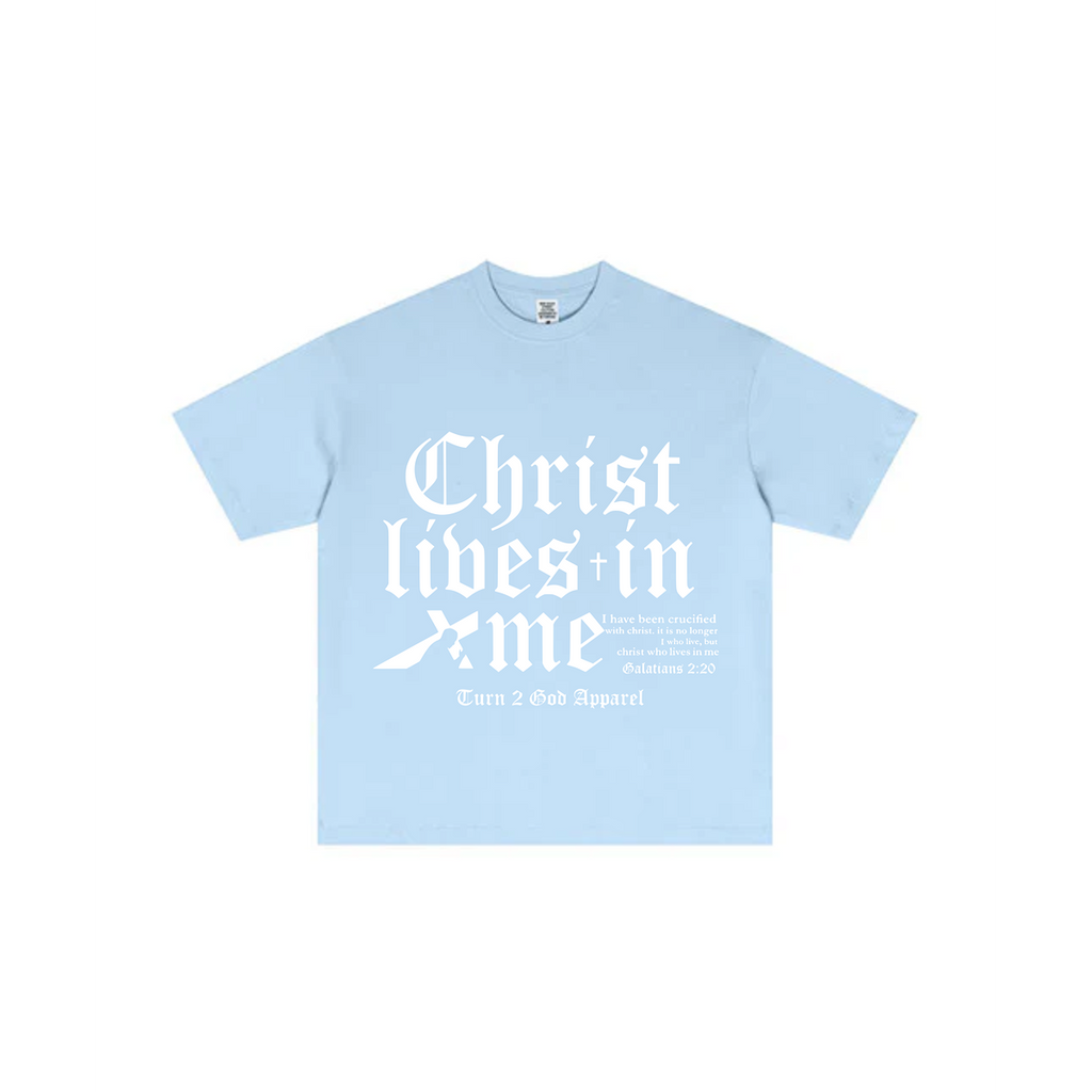Blue T - White Print