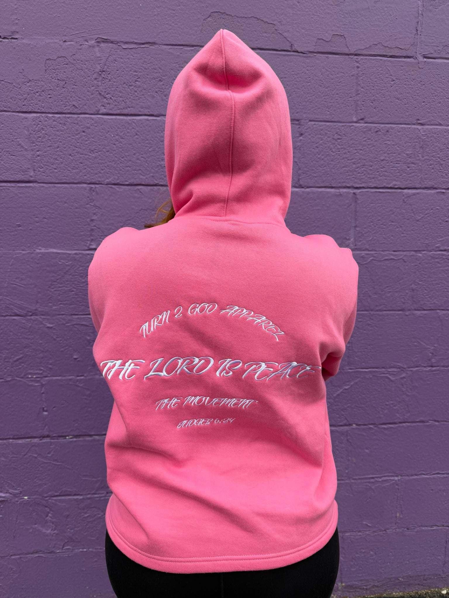 Cropped Pink Jehovah Shalom hoodie