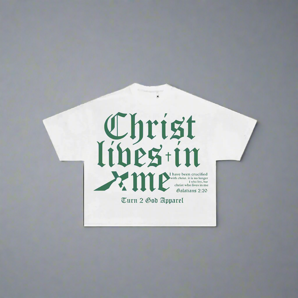 White T - Green Print